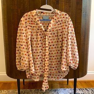 Skies are blue blouse with elephant print